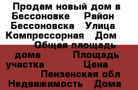 Продам новый дом в Бессоновке  › Район ­ Бессоновска › Улица ­ Компрессорная › Дом ­ 123 › Общая площадь дома ­ 220 › Площадь участка ­ 1 100 › Цена ­ 2 750 000 - Пензенская обл. Недвижимость » Дома, коттеджи, дачи продажа   